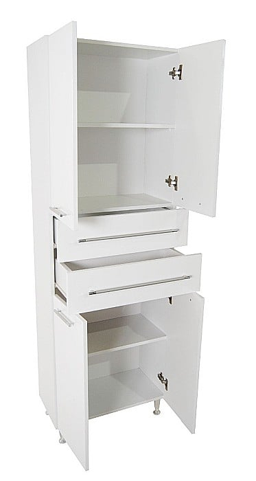 Dulap baie tip coloana GN0081, MDF, 4 rafturi, 4 usi, 2 sertare, picioare reglabile, 60x31.6x180 cm [4]