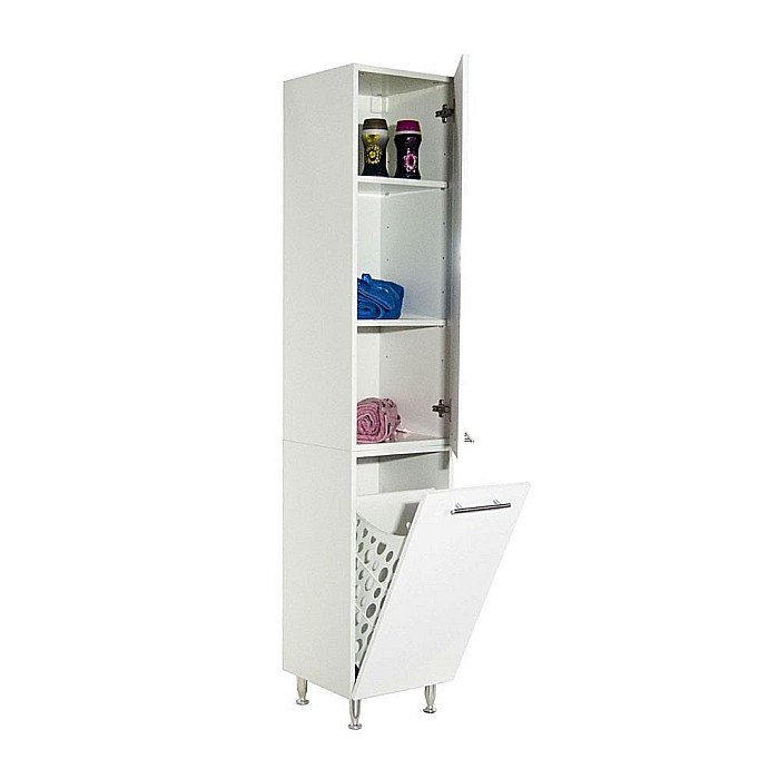 Dulap baie tip coloana GN0161, Pal Melaminat, 3 rafturi, cos rufe, alb [2]