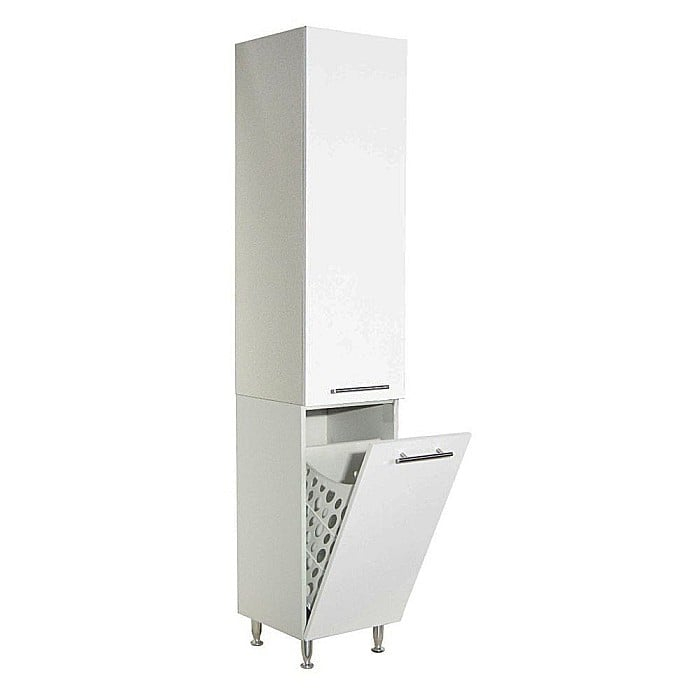 Dulap baie tip coloana GN0161, Pal Melaminat, 3 rafturi, cos rufe, alb [2]