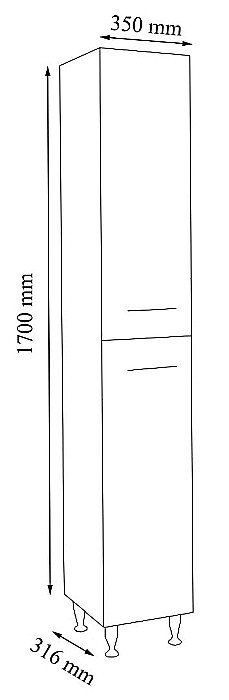 Dulap baie tip coloana GN0171, Pal Melaminat, 2 usi, 4 rafturi, stativ, 35x31.6x170 cm [4]