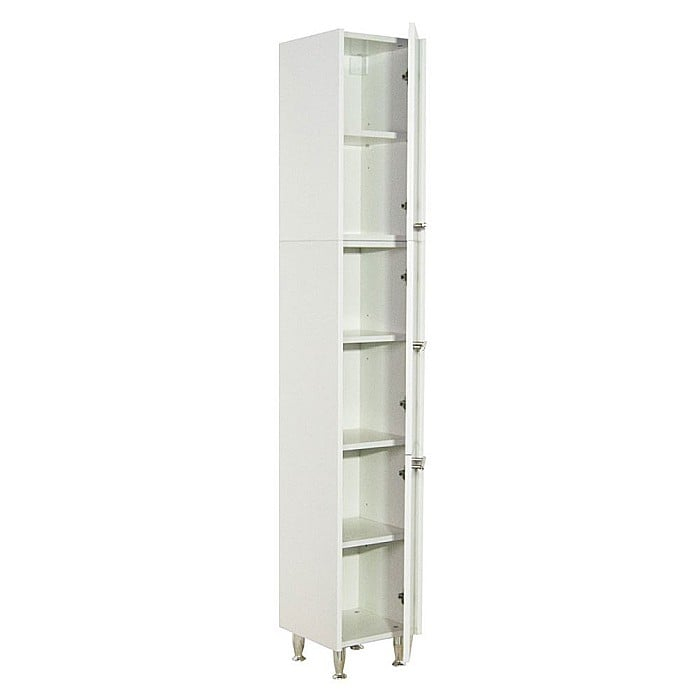 Dulap baie tip coloana GN0201, Pal lucios, 6 rafturi, 3 usi, picioare reglabile, 30x30x180 cm [3]