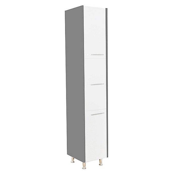 Dulap baie tip coloana GN0201, Pal lucios, 6 rafturi, 3 usi, picioare reglabile, 30x30x180 cm, alb/antracit [2]