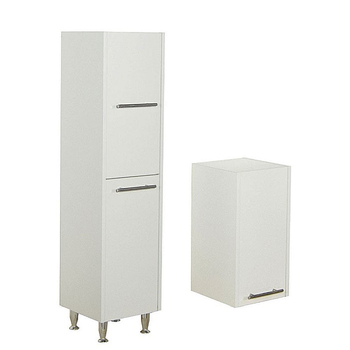 Dulap baie tip coloana GN0201, Pal lucios, 6 rafturi, 3 usi,  picioare reglabile, 30x30x180 cm [3]