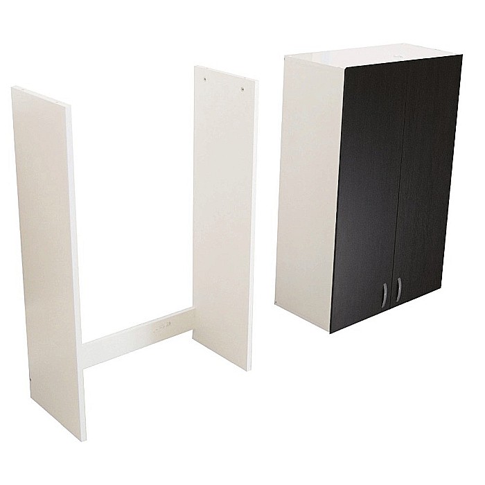 Dulap baie tip coloana pentru masina de spalat, inalt, Pal Melaminat, 2 usi, 3 rafturi, 64x30x195 cm, alb/wenge [5]