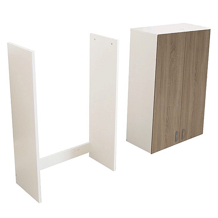 Dulap baie tip coloana pentru masina de spalat, inalt, Pal Melaminat, 2 usi, 3 rafturi, 64x30x195 cm, alb/sonoma [6]
