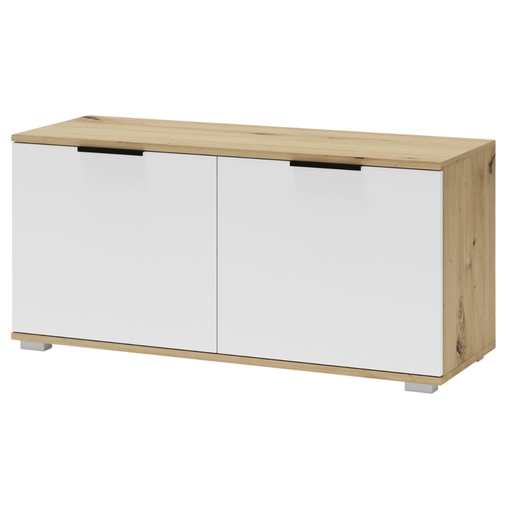 Dulap pentru depozitare pantofi HM Clif ST100, Pal melaminat, 2 compartimente, stejar artizanal/alb [2]