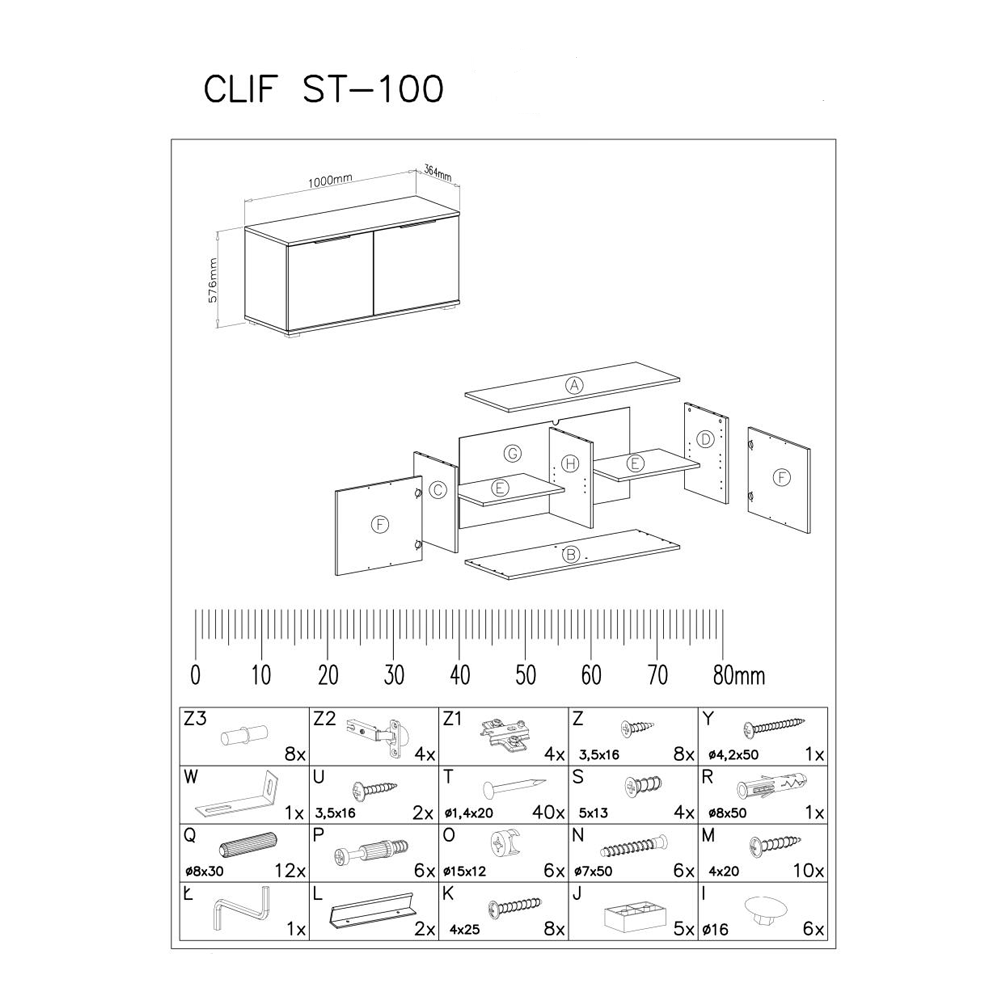 Dulap pentru depozitare pantofi HM Clif ST100, Pal melaminat, 2 compartimente, alb [4]