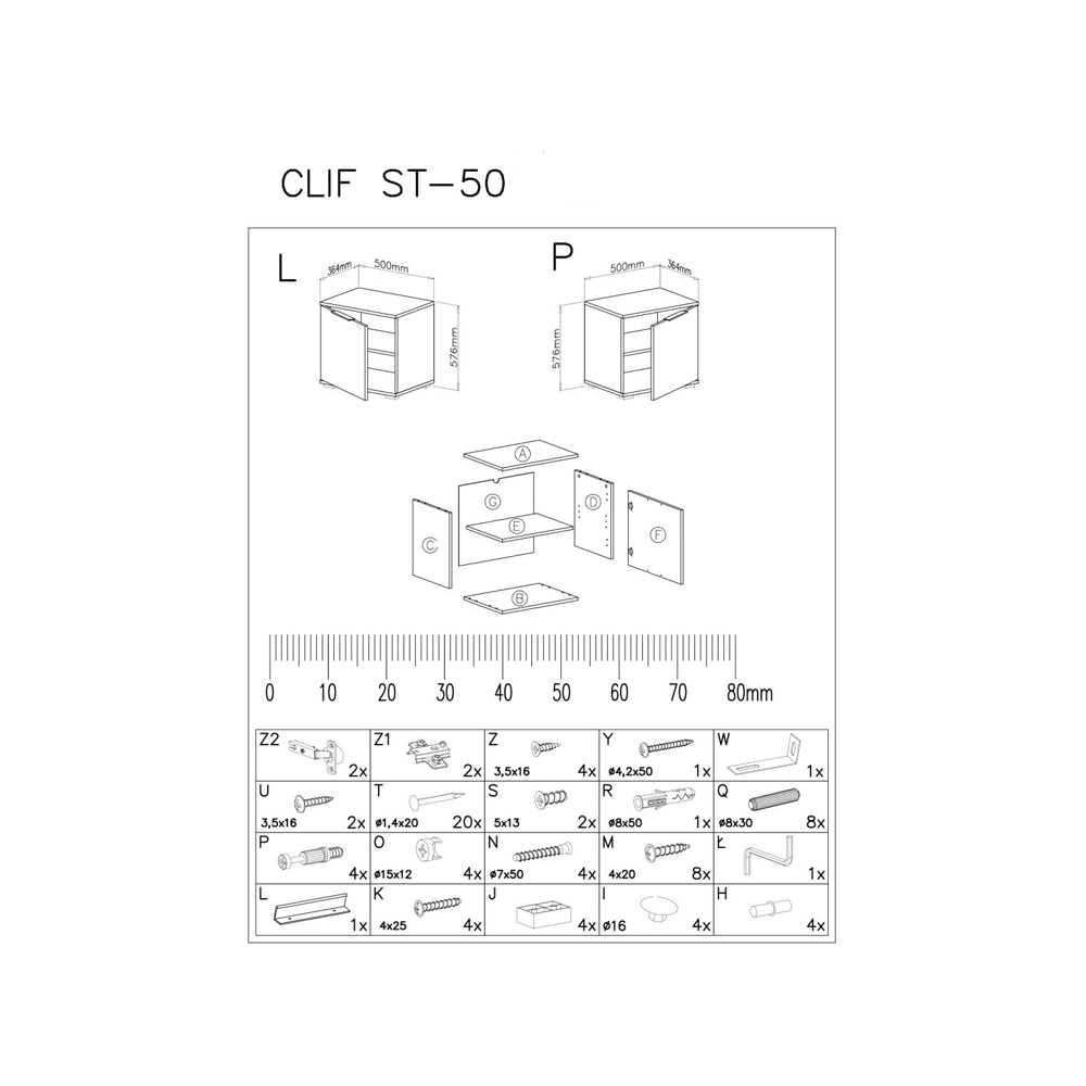 Dulap pentru depozitare pantofi HM Clif ST50, Pal melaminat, polita, alb/stejar artizanal [4]