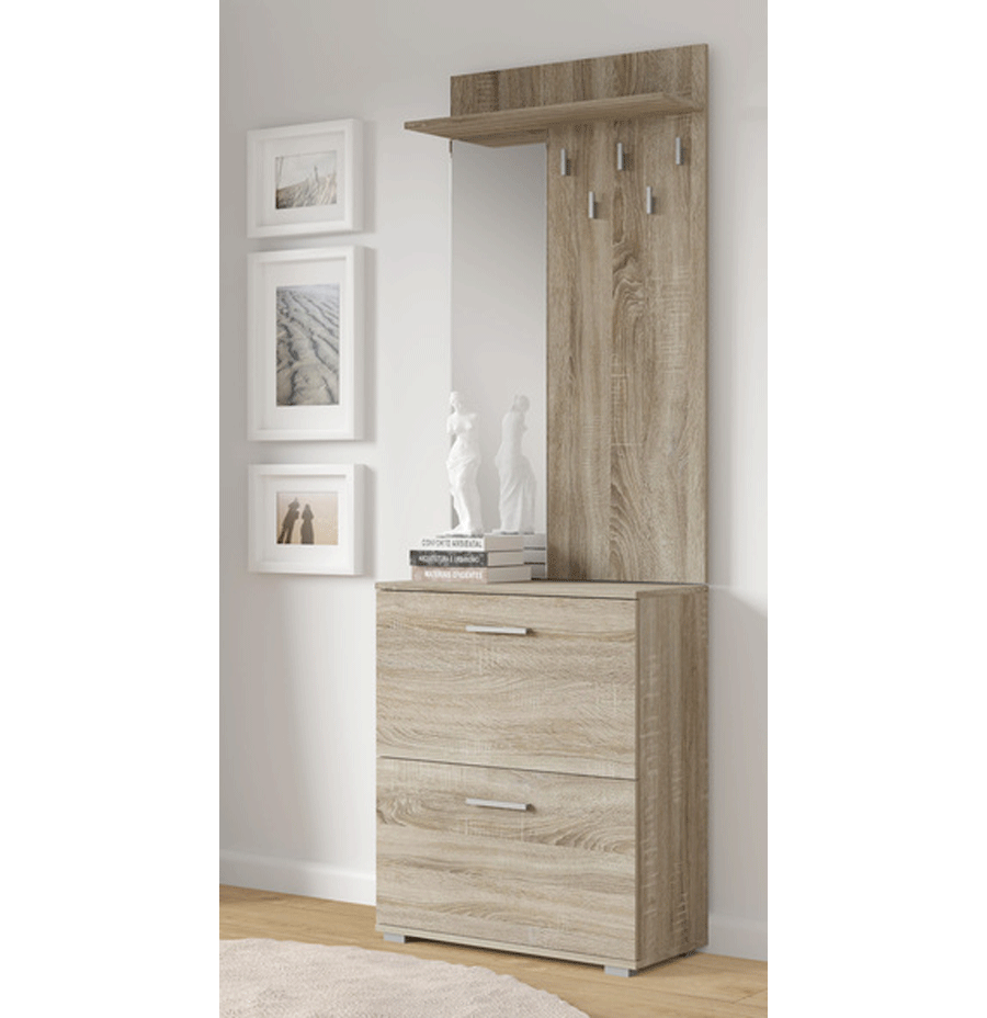 Dulap pentru depozitare pantofi HM Lima ST3, Pal melaminat, 2 compartimente, stejar sonoma [4]