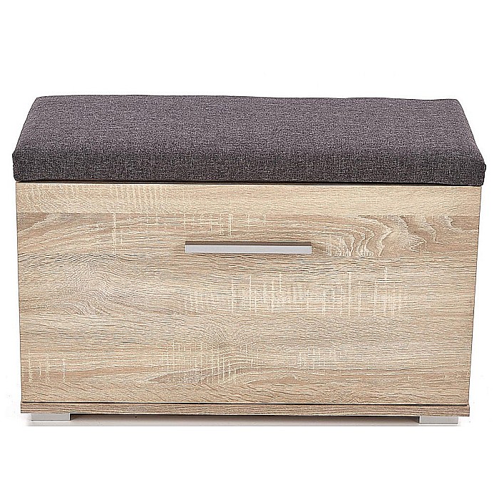 Dulap pentru pantofi tip bancheta HM Lima ST2, Pal melaminat, stofa, capacitate 6 perechi, stejar sonoma [5]