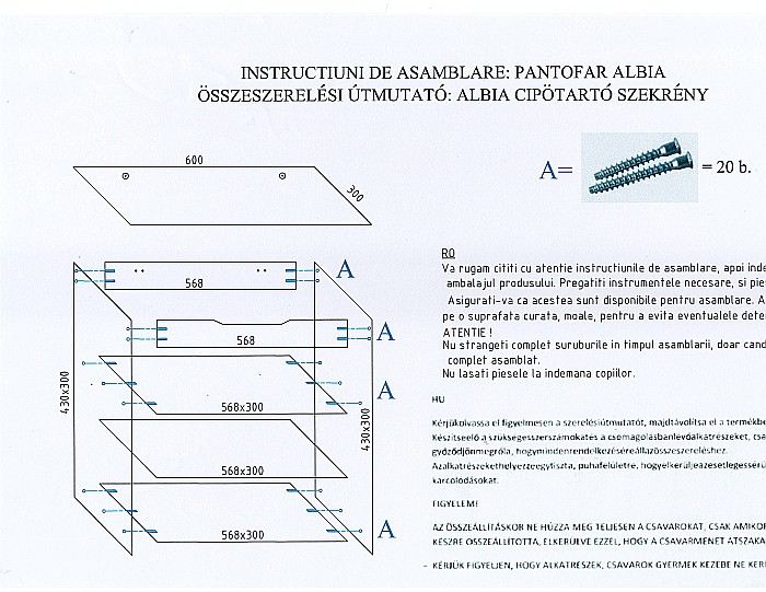 Dulap tip pantofar GN Albia, cu banca, Pal Melaminat, doua rafturi, capacitate 6 perechi, alb [3]
