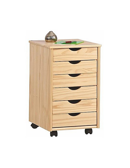 Dulapior rulant HM Nils, cu sertare, cu roti, structura lemn, natur [1]