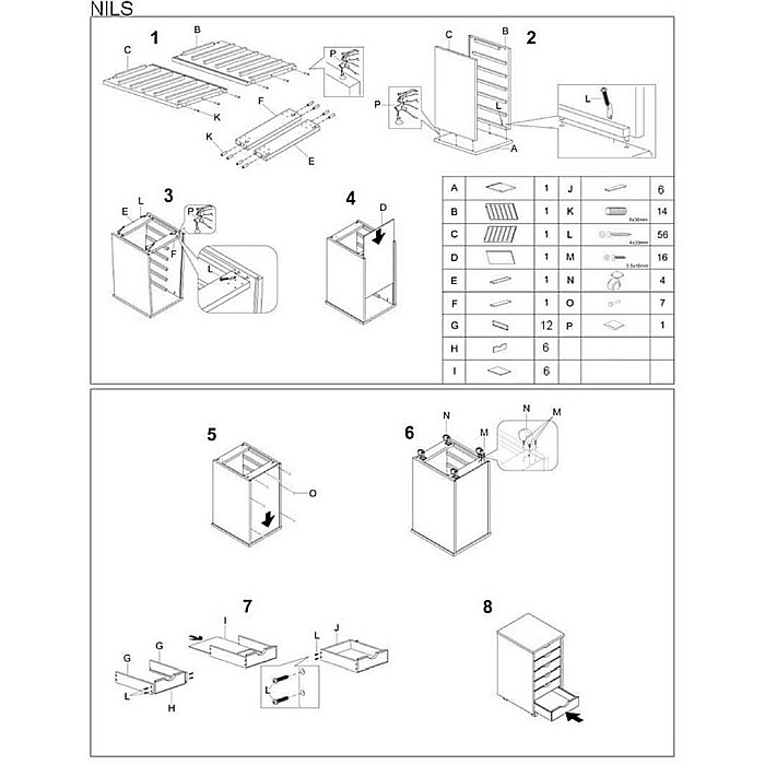 Dulapior rulant HM Nils, cu sertare, cu roti, structura lemn, natur [4]