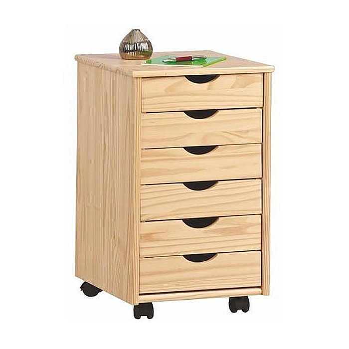 Dulapior rulant HM Nils, cu sertare, cu roti, structura lemn, natur [5]