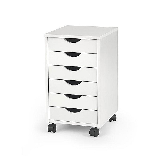 Dulapior rulant HM Simon 2, cu sertare, cu roti, front MDF, alb [2]