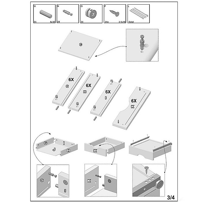 Dulapior rulant HM Simon 2, cu sertare, cu roti, front MDF, alb [6]