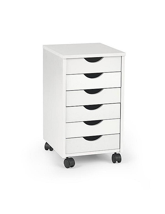 Dulapior rulant HM Simon 2, cu sertare, cu roti, front MDF, alb [1]