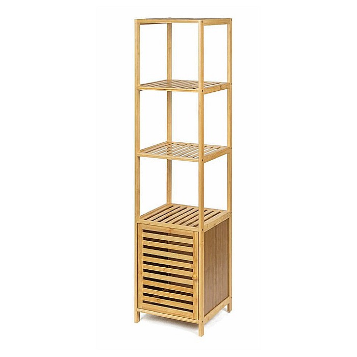 Etajera depozitare KL270, cu 3 rafturi, usa, lemn, multifunctional, natur [2]