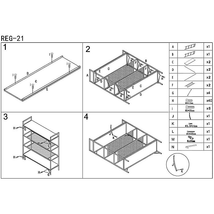 Etajera HM REG21, 4 rafturi, cadru metalic, MDF/Ratan sintetic, negru/stejar auriu [9]