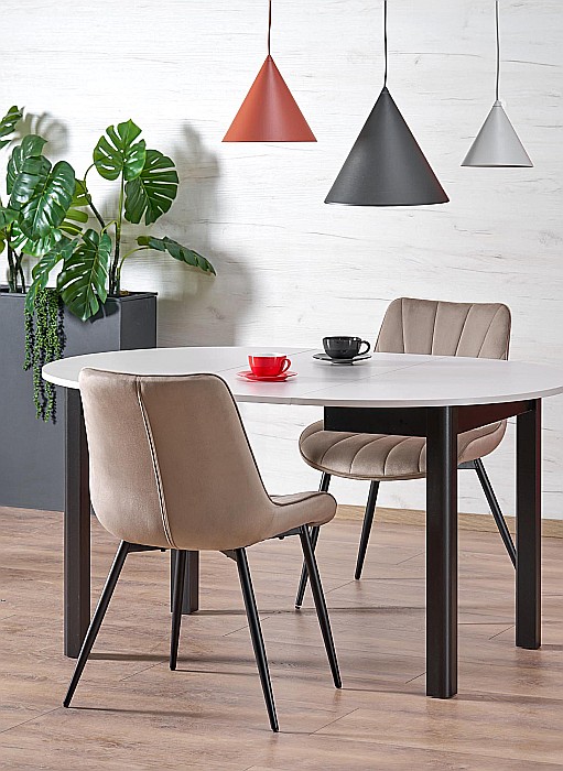 Masa bucatarie si living extensibila HM Ringo, blat MDF, 6 persoane, 102-142x102x76 cm, casmir/negru [4]