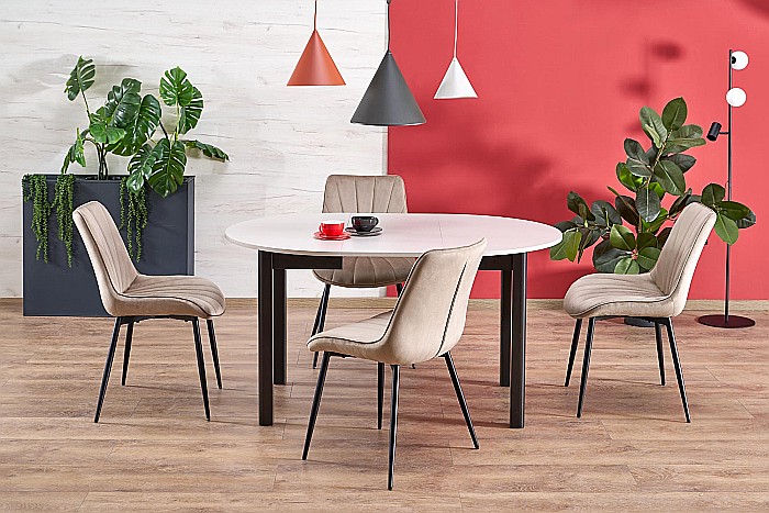 Masa bucatarie si living extensibila HM Ringo, blat MDF, 6 persoane, 102-142x102x76 cm, casmir/negru [5]