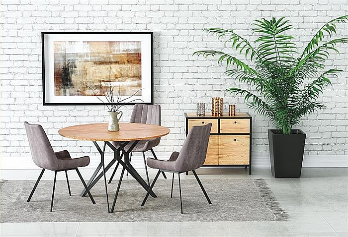 Masa bucatarie si living HM Pixel 2, MDF lacuit, cadru metalic, 120x76 cm, 4 persoane, alb/negru [1]