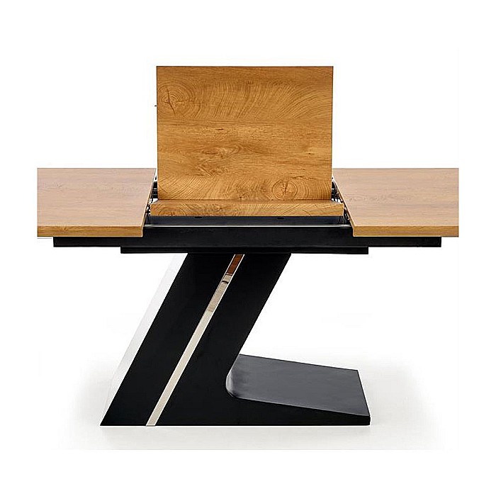 Masa extensibila HM Ferguson, MDF laminat, cadru metalic, 160-220x90cx75 cm, 10 persoane, stejar/negru [12]