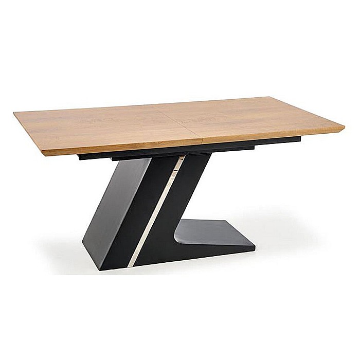 Masa extensibila HM Ferguson, MDF laminat, cadru metalic, 160-220x90cx75 cm, 10 persoane, stejar/negru [1]