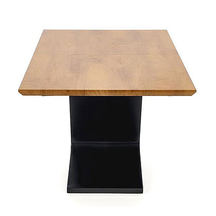 Masa extensibila HM Ferguson, MDF laminat, cadru metalic, 160-220x90cx75 cm, 10 persoane, stejar/negru [2]