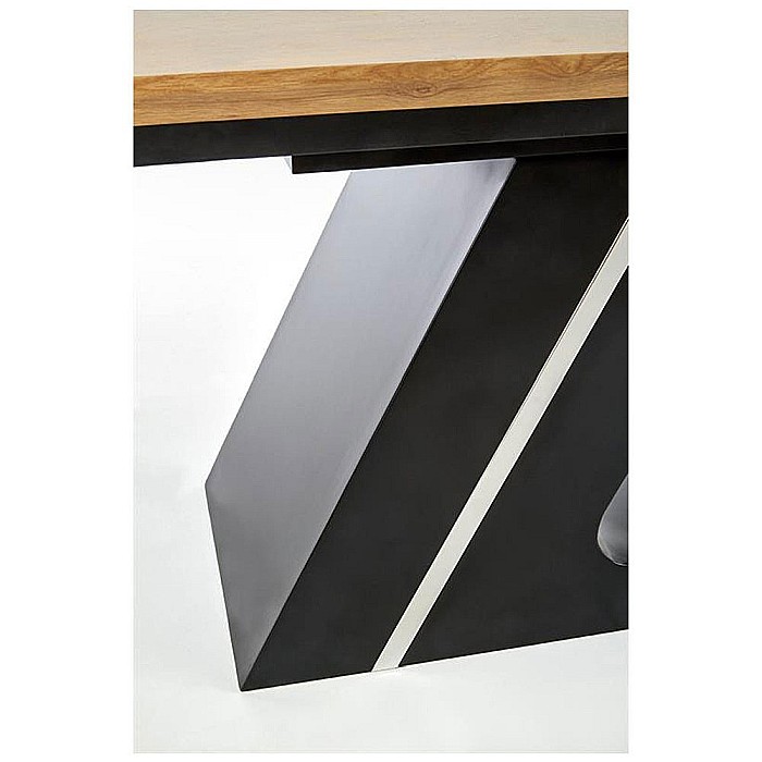 Masa extensibila HM Ferguson, MDF laminat, cadru metalic, 160-220x90cx75 cm, 10 persoane, stejar/negru [4]