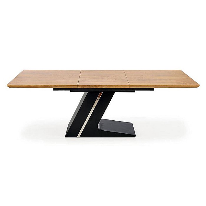 Masa extensibila HM Ferguson, MDF laminat, cadru metalic, 160-220x90cx75 cm, 10 persoane, stejar/negru [7]