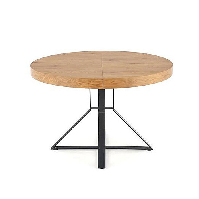Masa extensibila HM Mercy, MDF furniruit, cadru metalic, 120-160x120x76 cm, 8 persoane, stejar auriu/negru [1]