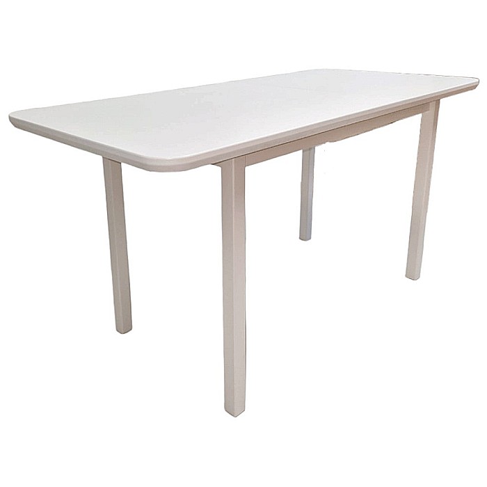 Masa extensibila lemn masiv, living si bucatarie, DM4 Maxima, blat MDF Furniruit, colturi rotunjite, 6 persoane, 120-150x70x76 cm, alb [3]