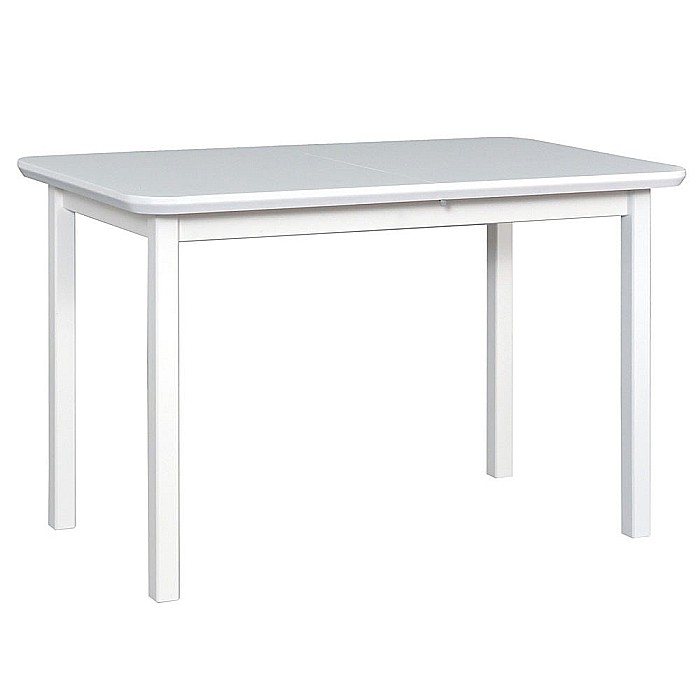 Masa extensibila lemn masiv, living si bucatarie, DM4 Maxima, blat MDF Furniruit, colturi rotunjite, 6 persoane, 120-150x70x76 cm, alb [1]