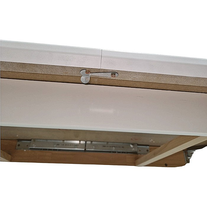 Masa extensibila lemn masiv, living si bucatarie, DM4 Maxima, blat MDF Furniruit, colturi rotunjite, 6 persoane, 120-150x70x76 cm, alb [2]
