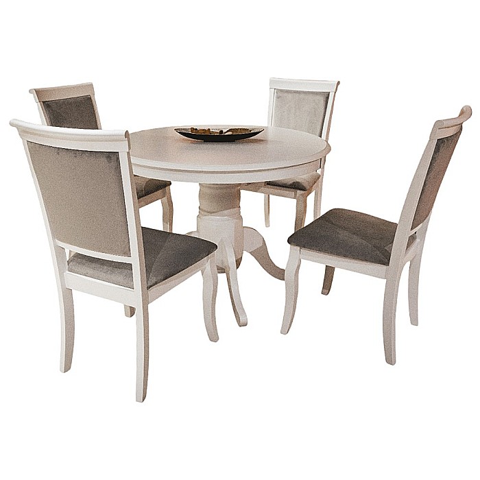 Masa extensibila living AB Olivia, alb, 100-138x100 cm, 6 persoane, cadru lemn masiv, blat MDF furniruit [8]