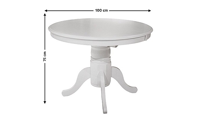 Masa extensibila living AB Olivia, alb, 100-138x100 cm, 6 persoane, cadru lemn masiv, blat MDF furniruit [4]