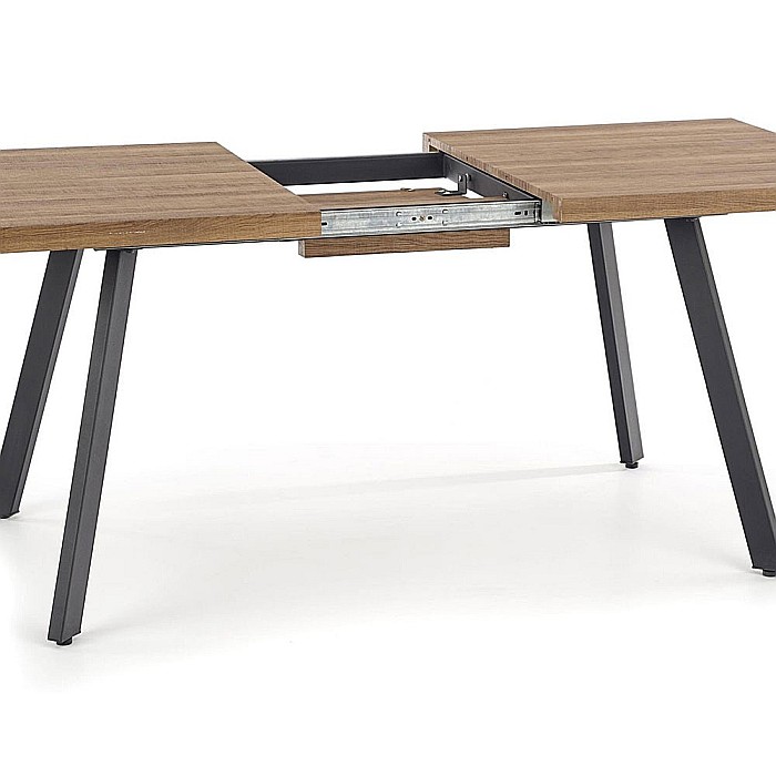 Masa extensibila living HM Berlin, MDF laminat, cadru metalic, 140-180x85x76 cm, 8 persoane, nuc/negru [6]