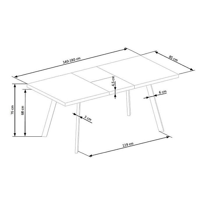 Masa extensibila living HM Berlin, MDF laminat, cadru metalic, 140-180x85x76 cm, 8 persoane, nuc/negru [8]