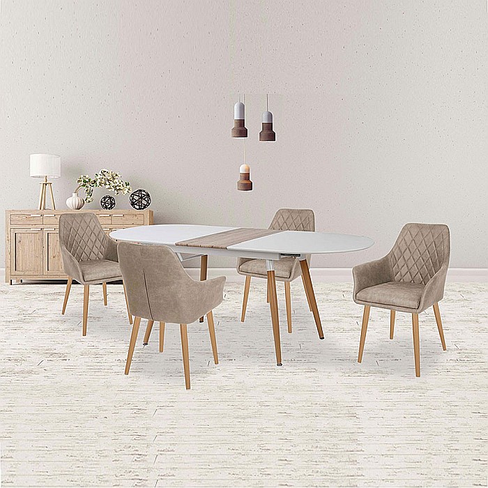 Masa extensibila living HM Caliber, blat MDF, structura metalica, 160-200x90x76 cm, Stejar San Remo [2]