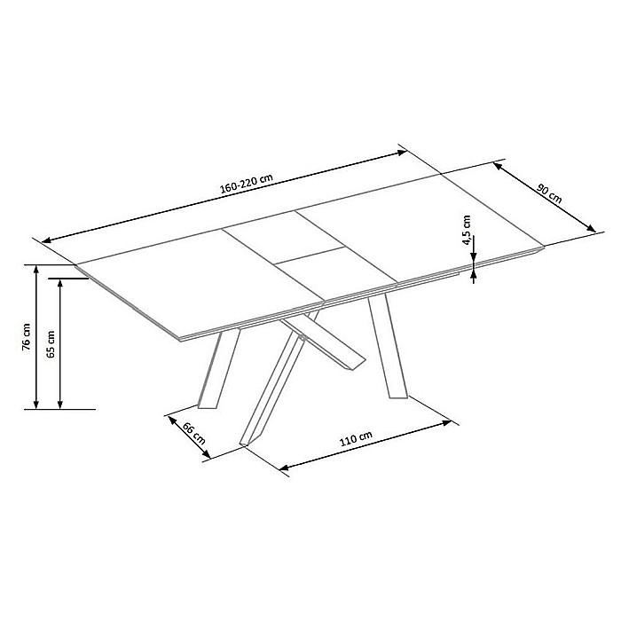 Masa extensibila living HM Capital, MDF Furniruit, cadru metalic, 160-200x90x76 cm, 8 persoane, stejar/negru [5]