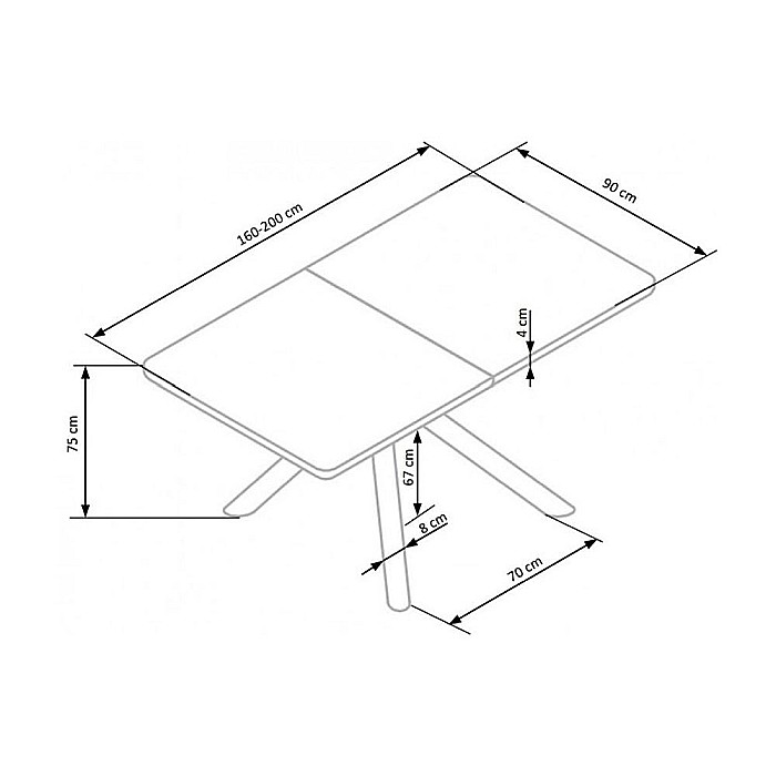Masa extensibila living HM Derrick, MDF furniruit, cadru metalic, 160-200x90x75 cm, 8 persoane, stejar/negru [3]