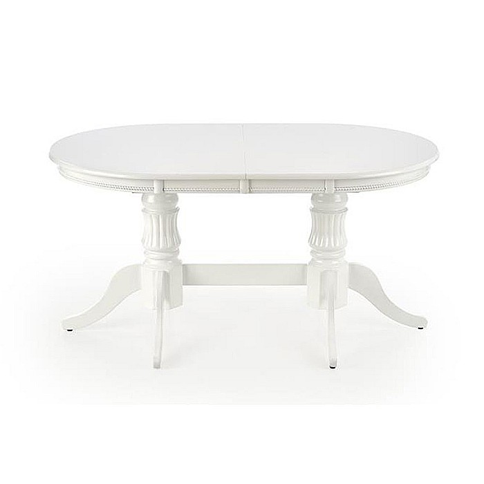 Masa extensibila living HM Joseph, blat MDF, structura lemn masiv, 8 persoane, 150-190x90x77 cm, alb [1]