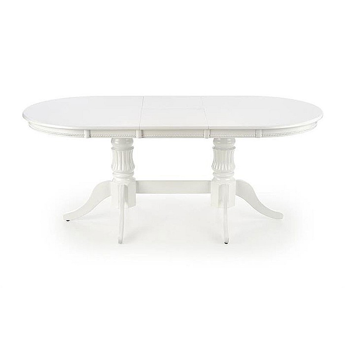 Masa extensibila living HM Joseph, blat MDF, structura lemn masiv, 8 persoane, 150-190x90x77 cm, alb [12]
