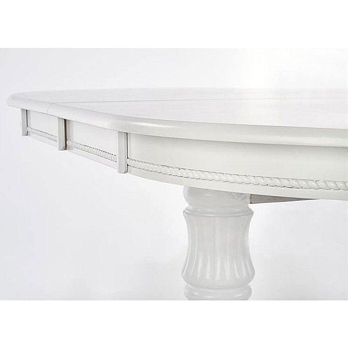 Masa extensibila living HM Joseph, blat MDF, structura lemn masiv, 8 persoane, 150-190x90x77 cm, alb [3]