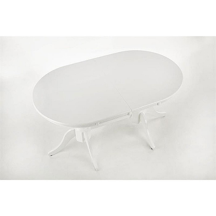 Masa extensibila living HM Joseph, blat MDF, structura lemn masiv, 8 persoane, 150-190x90x77 cm, alb [4]