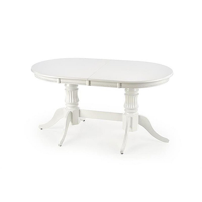 Masa extensibila living HM Joseph, blat MDF, structura lemn masiv, 8 persoane, 150-190x90x77 cm, alb [5]