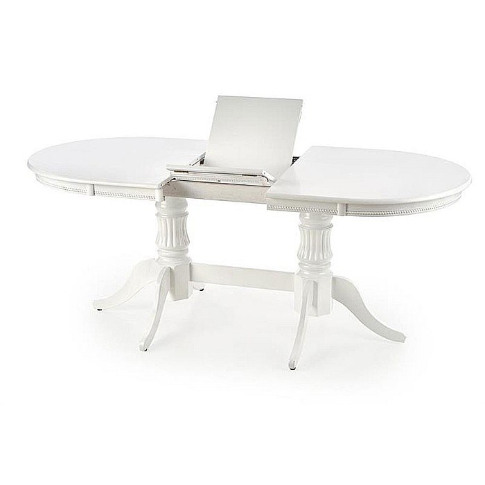 Masa extensibila living HM Joseph, blat MDF, structura lemn masiv, 8 persoane, 150-190x90x77 cm, alb [2]