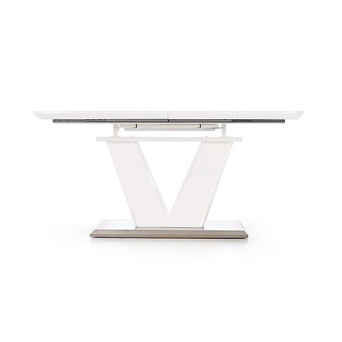 Masa extensibila living HM Mistral, cadru metalic, MDF lacuit, 140-180x80x76 cm, 6 persoane, alb [6]