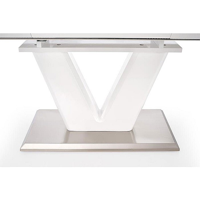 Masa extensibila living HM Mistral, cadru metalic, MDF lacuit, 140-180x80x76 cm, 6 persoane, alb [10]